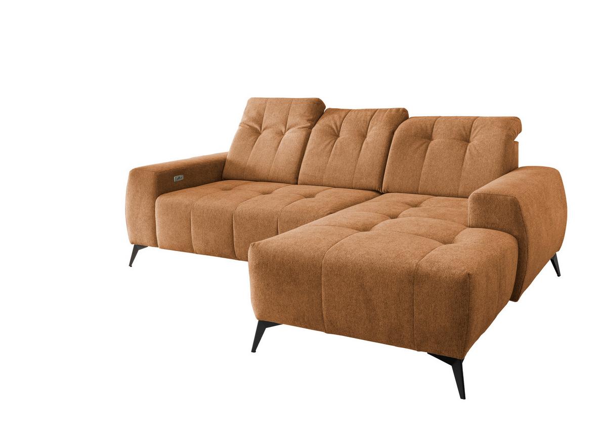 Ecksofa mit USB Anschluss Sano, Currygelb, S: 258x180 cm - Currygelb/Schwarz, MODERN, Textil (258/180cm) - Livetastic