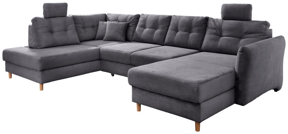 Wohnlandschaft Brizzini Grau S: 206x228x352 Cm - Naturfarben/Grau, MODERN, Textil (206/338-352/176cm) - Livetastic