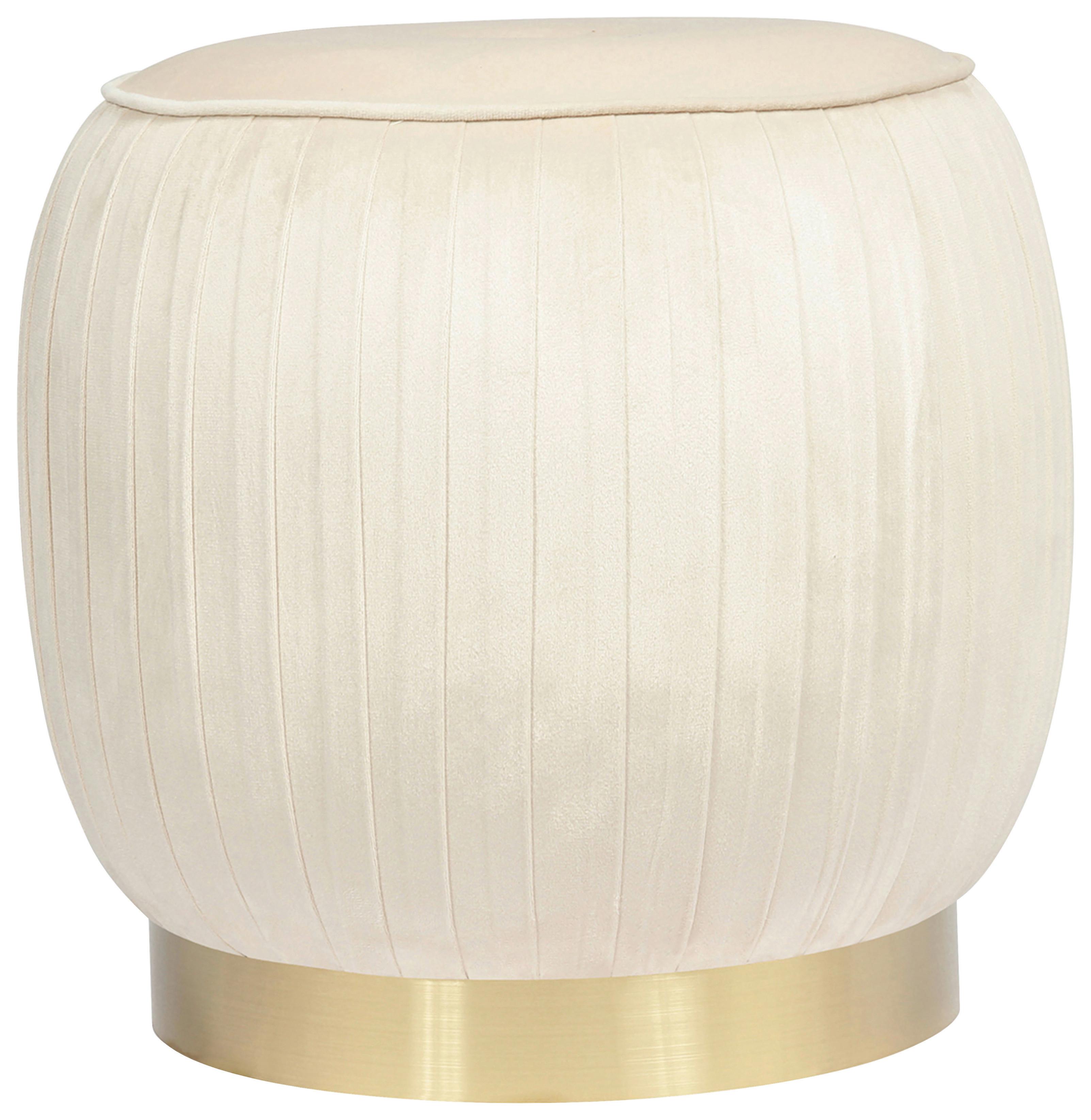Hocker Lilje 100 Creme D: 43 Cm - Goldfarben/Creme, Design, Textil (43/42cm) - Kayoom