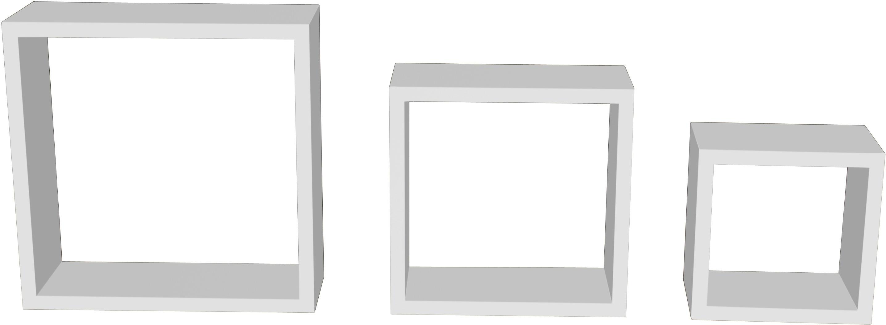 Nástenný Regál Simple 3 - biela, Moderný, plast (30-27-24/30-27-24/12cm)