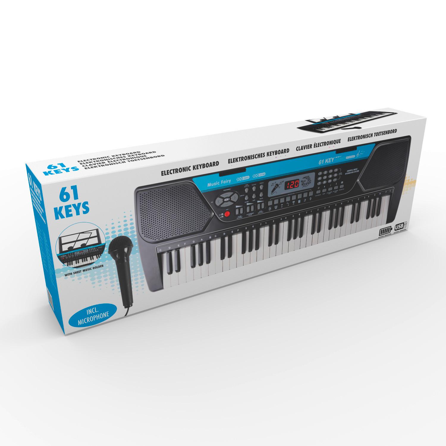 Keyboard Battteriebetrieben 61 Tasten inkl. Mikrofon - Blau/Schwarz, Basics, Kunststoff (23,5/8/71,5cm)
