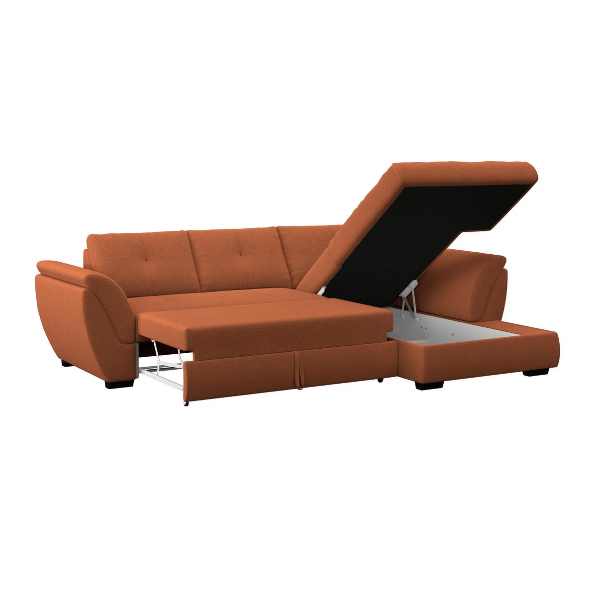Rohová sedačka BERISSO, pravá, terracotta - černá/terracotta, Konvenční, textil (278/187cm) - Ondega