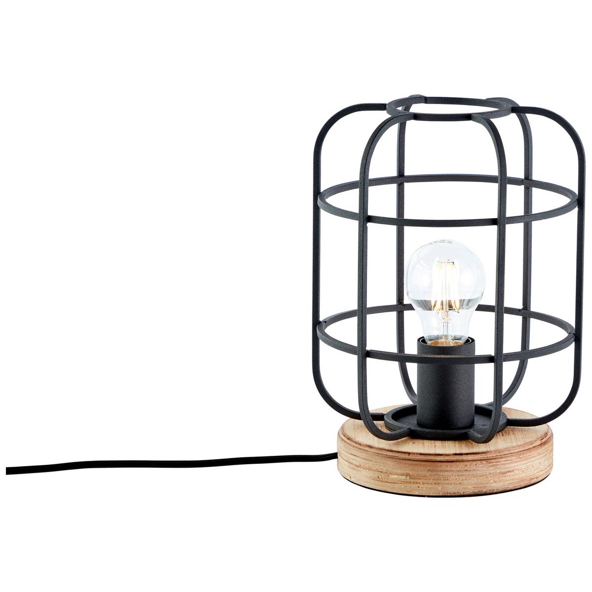 Tischleuchte 93056/66 Gwen - Schwarz/Braun, Design, Holz/Metall (20/26,5cm) - Brilliant