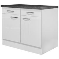 Alsószekrény Alba - magasfényű fehér/fehér, Modern, faalapú anyag (100/86/60cm)