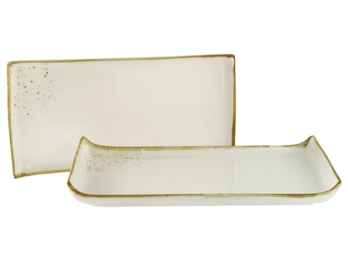 Servierplattenset, 2tlg. Steinzeug, Creme - Creme, Basics, Keramik (33/16,5/3,5cm) - Creatable