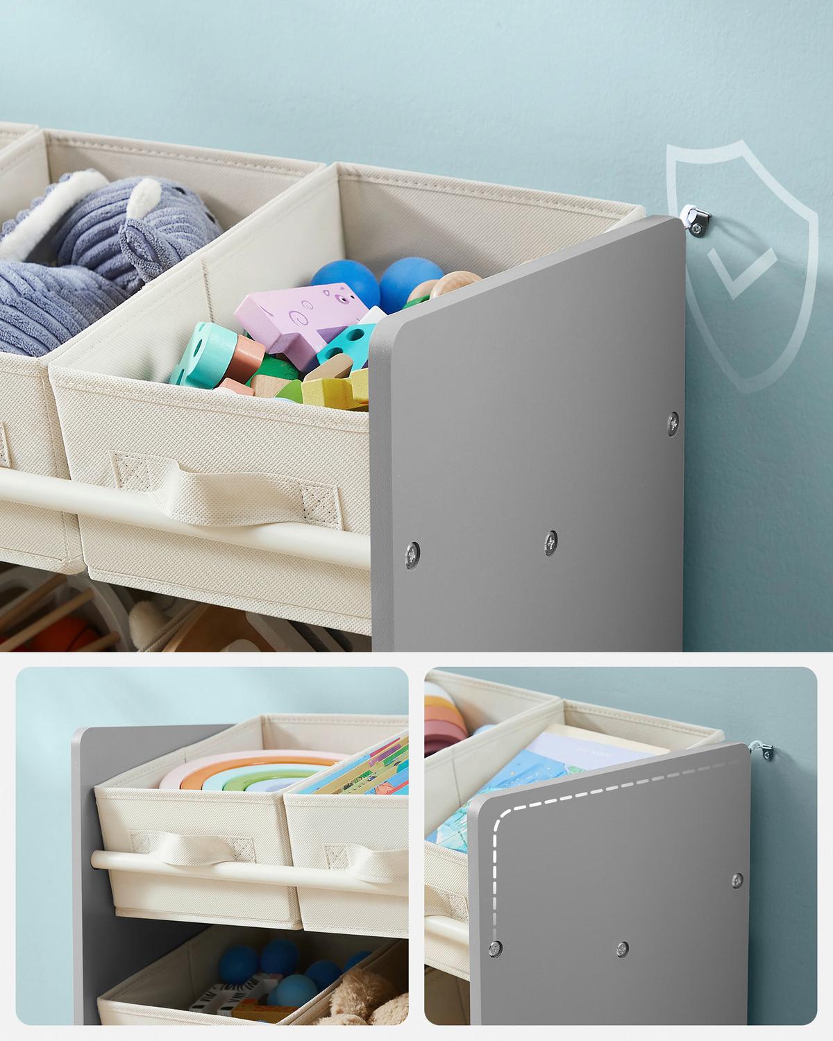 Kinderregal Toy Storage Shelf Grau/Beige B: 62,5 cm - Beige/Grau, MODERN, Holzwerkstoff/Textil (62,5/60/29,5cm) - MID.YOU