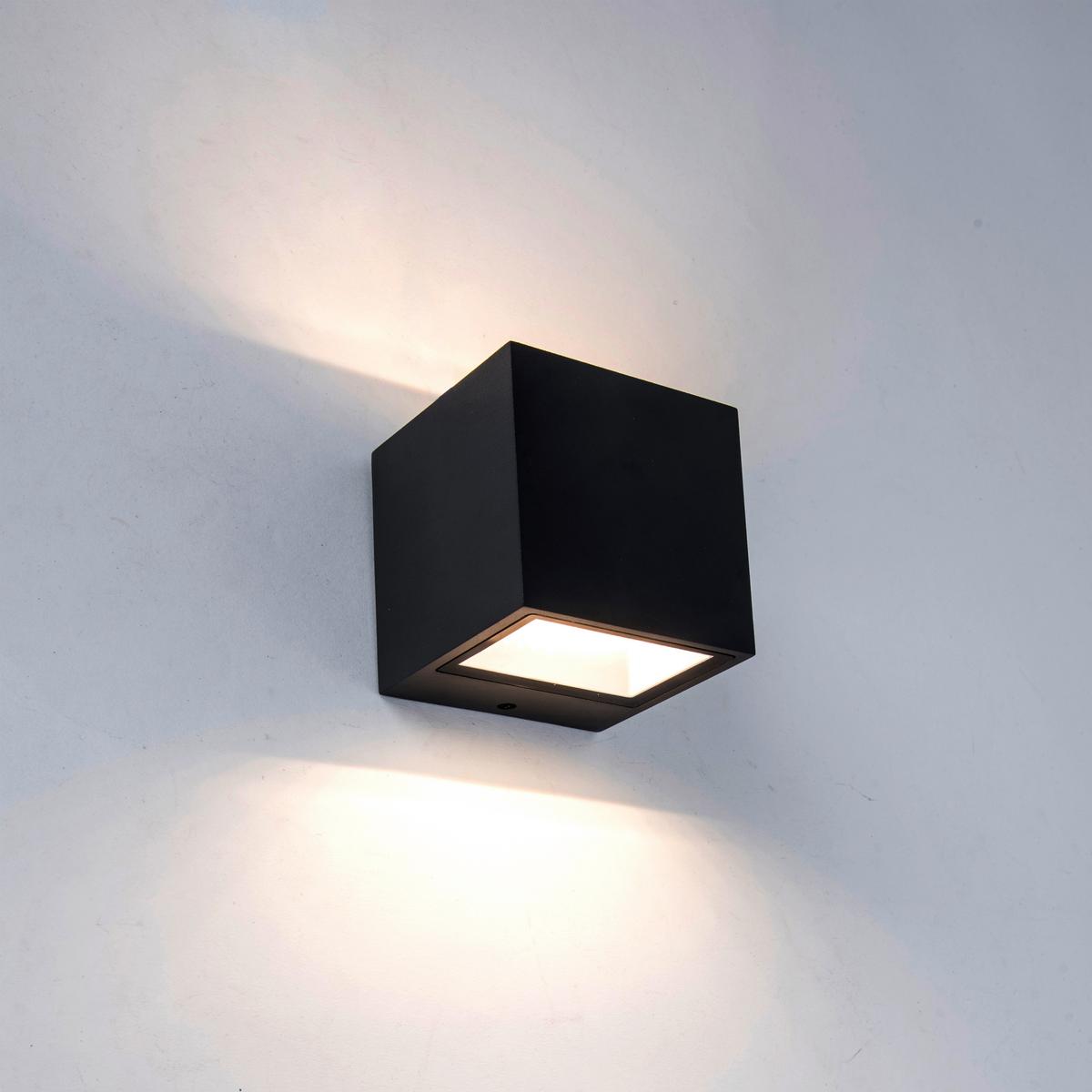 Außenwandleuchte Gemini 9w Aluminium, Wandmontage - Schwarz, Basics, Metall (8,8/8,5/8,6cm)