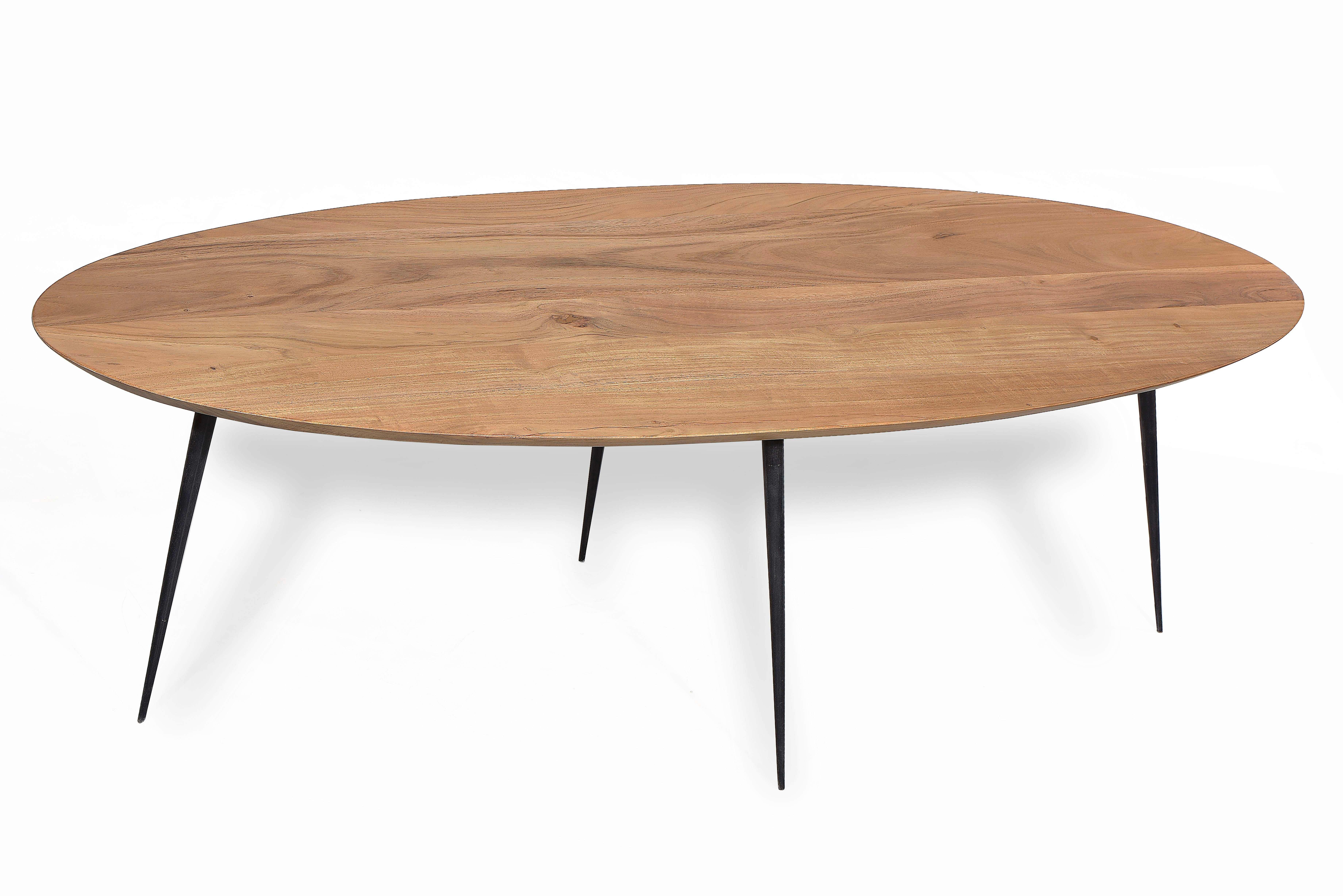 COUCHTISCH Akazie Natur B: 150cm - Schwarz/Naturfarben, Design, Holz/Metall (150/60/45cm) - MID.YOU