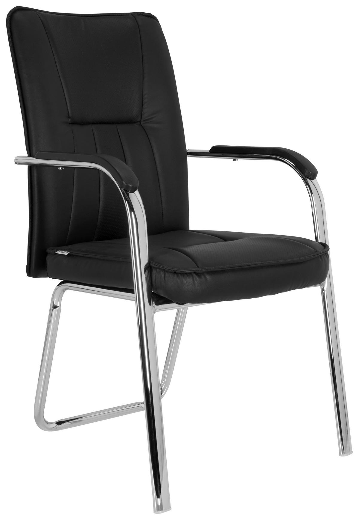 Besucherstuhl Banda V Schwarz - Chromfarben/Schwarz, MODERN, Textil/Metall (55/94/44cm) - MID.YOU