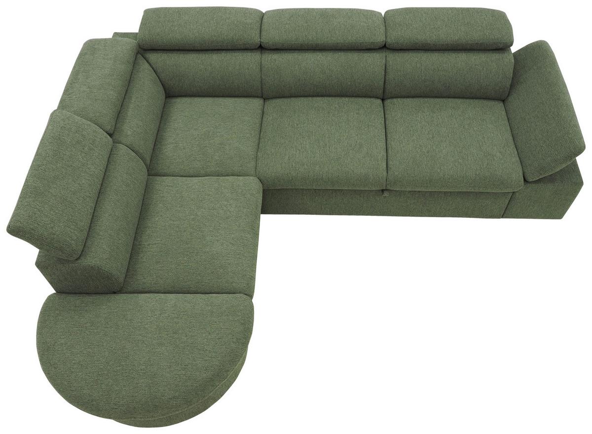 Ecksofa Firenze - Schwarz/Olivgrün, Basics, Textil (219/265cm) - MID.YOU