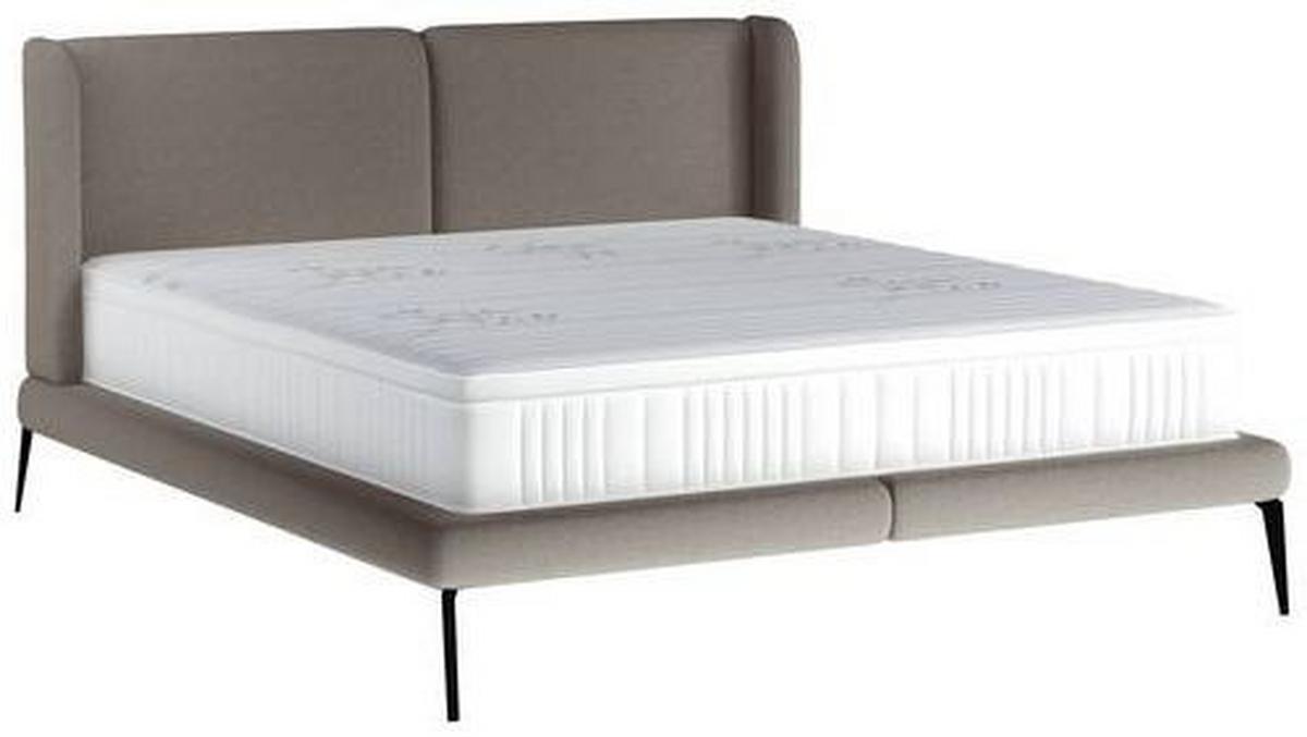 Polsterbett +matratze 180x200 Tessina Now Or Never Hellgrau - Hellgrau/Schwarz, MODERN, Textil (180/200cm) - Livetastic