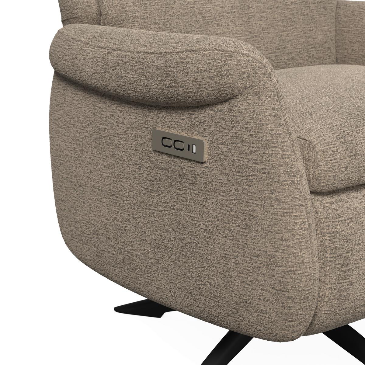 Relaxační křeslo ALICE, hnědé buklé, max. 140 kg - černá/hnědá, Moderní, kov/dřevo (76/110/94cm) - Bessagi Home