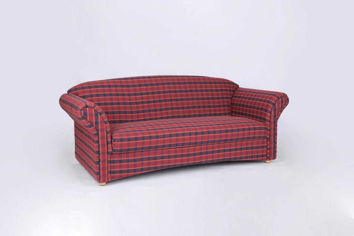 3-Sitzer Loretta ca. 204x83x85 cm, Rot, kariert - Bordeaux, Basics, Holz/Textil (204cm)