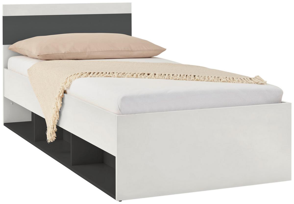 Bett Basic Two Kaschmir/Anthrazit 90x200 - Kaschmir/Anthrazit, KONVENTIONELL, Holzwerkstoff (90/200cm)