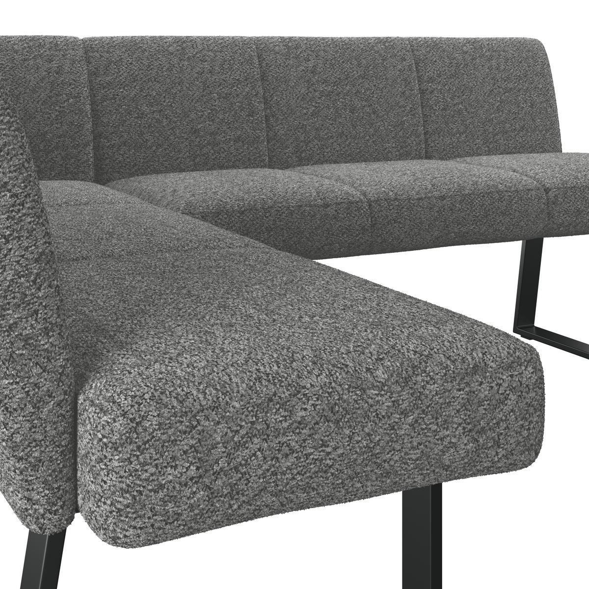 Eckbank Grau Polyester/Eisen Terri ca. 150x190 cm - Schwarz/Grau, MODERN, Textil/Metall (150/190cm) - MID.YOU
