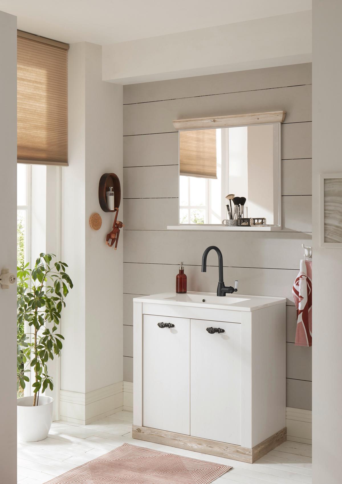 Badezimmer Florenz Pinienfarben B: 81cm - Weiß/Pinienfarben, Design, Naturmaterialien/Holzwerkstoff (81/200/46cm) - MID.YOU