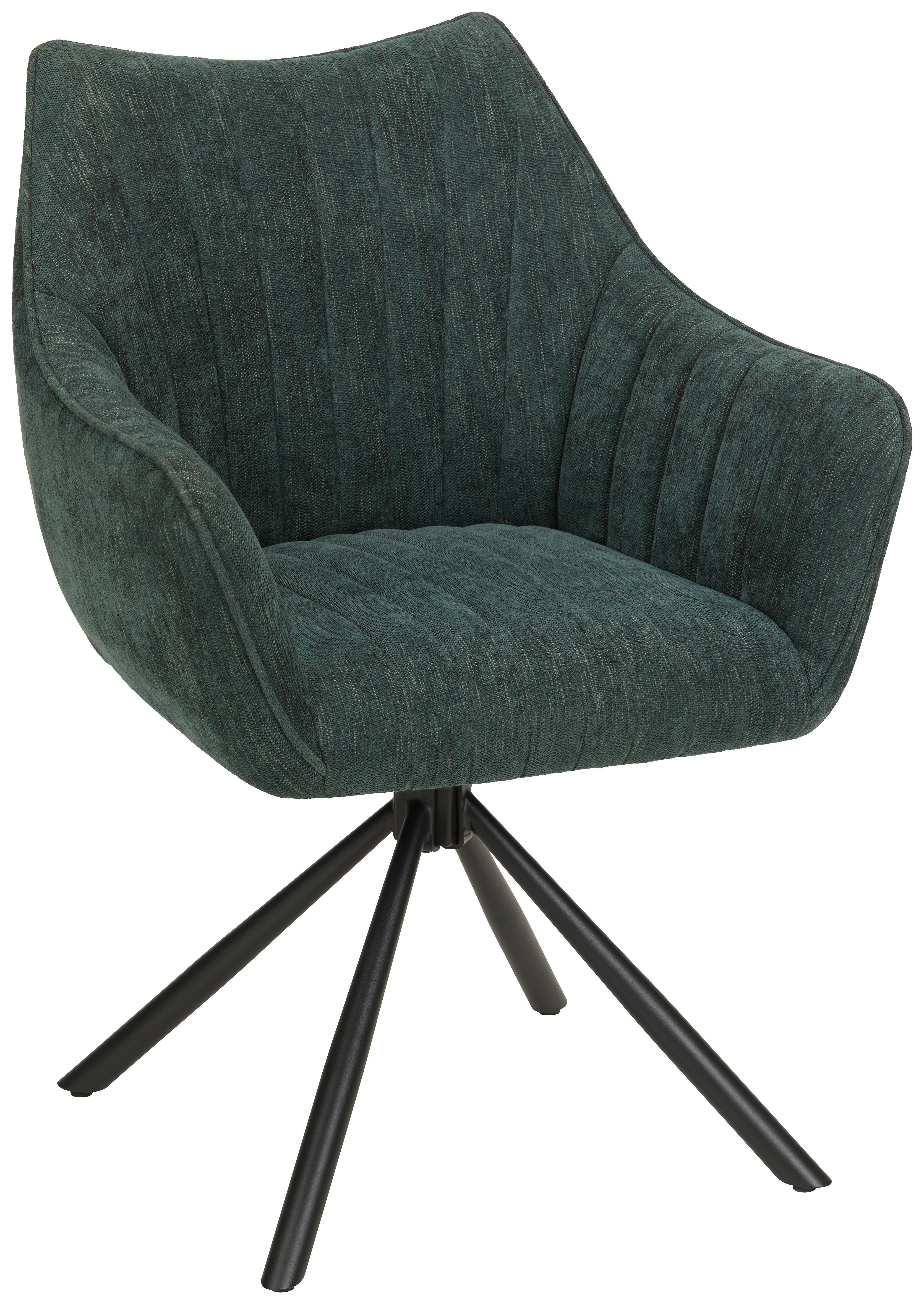 Židle s područkami Trient, zelená - černá/olivově zelená, Moderní, kov/textil (62/87/65cm) - Premium Living