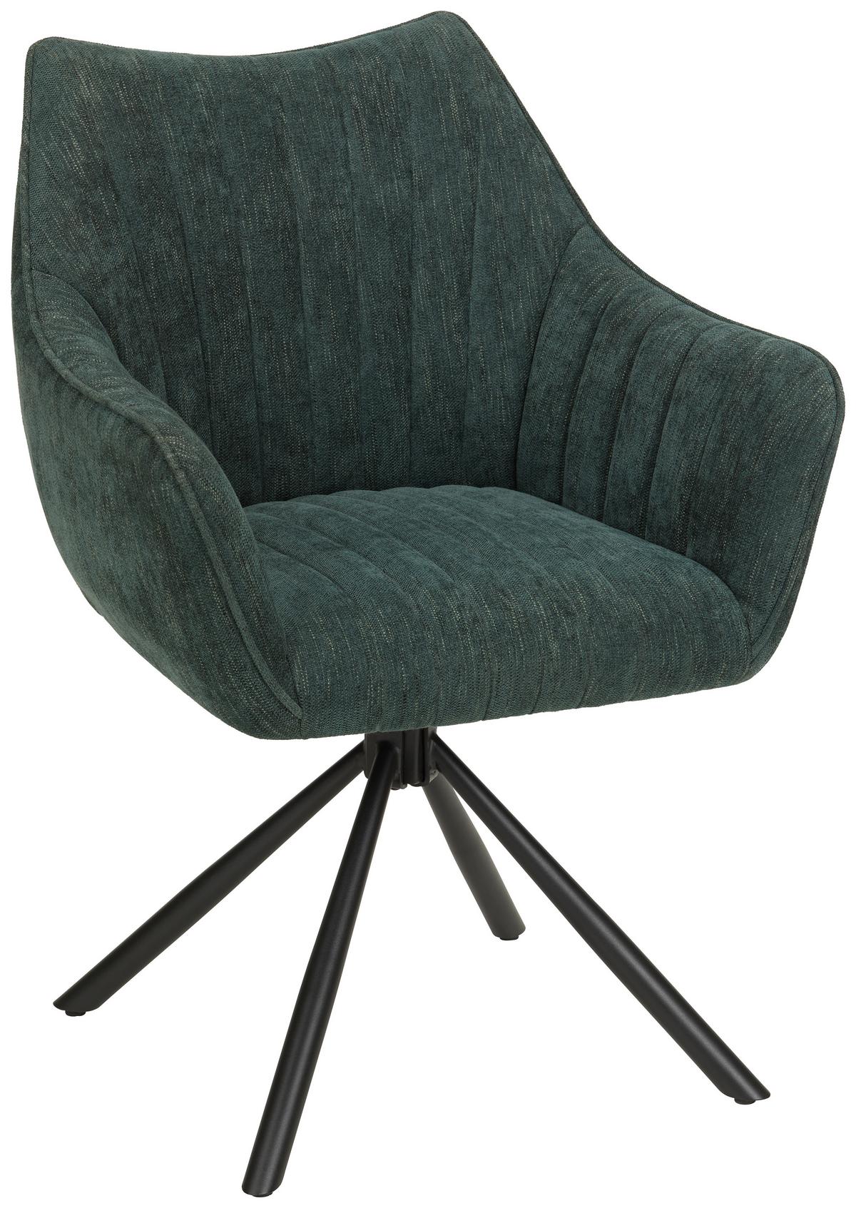 Židle s područkami Trient, zelená - černá/olivově zelená, Moderní, kov/textil (62/87/65cm) - Premium Living
