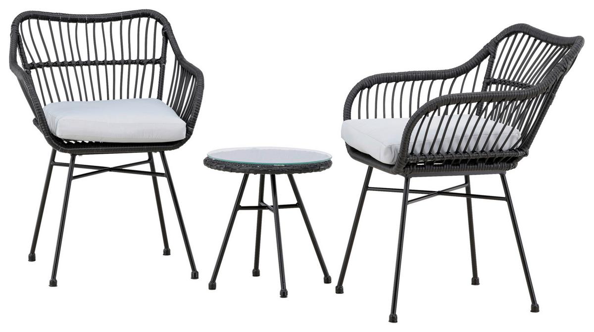 Balkonset Viga - Schwarz, KONVENTIONELL, Kunststoff/Metall - Gardenson