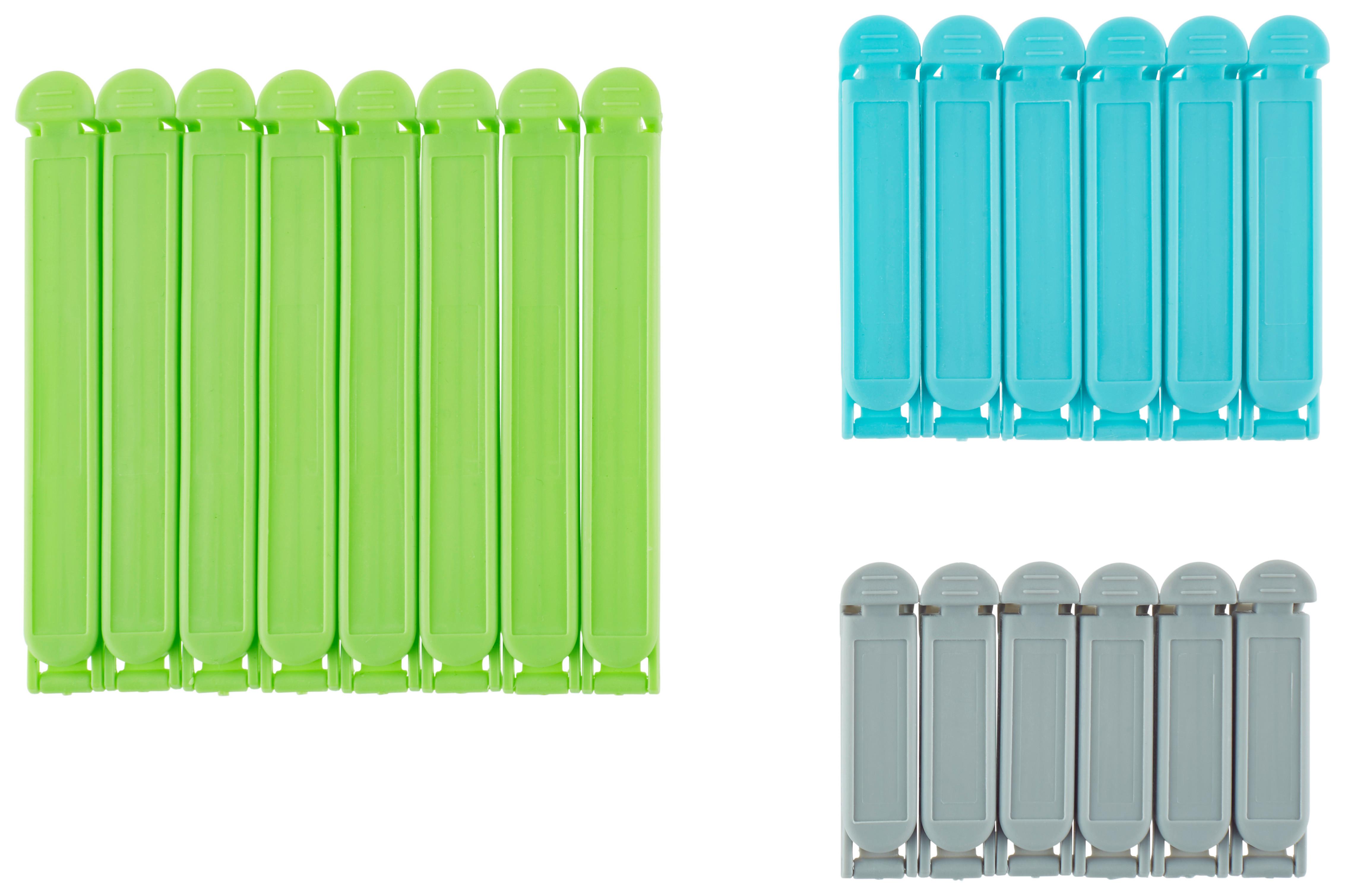 Gefrierbeutelklammern 20 teilig Blau Grün Grau