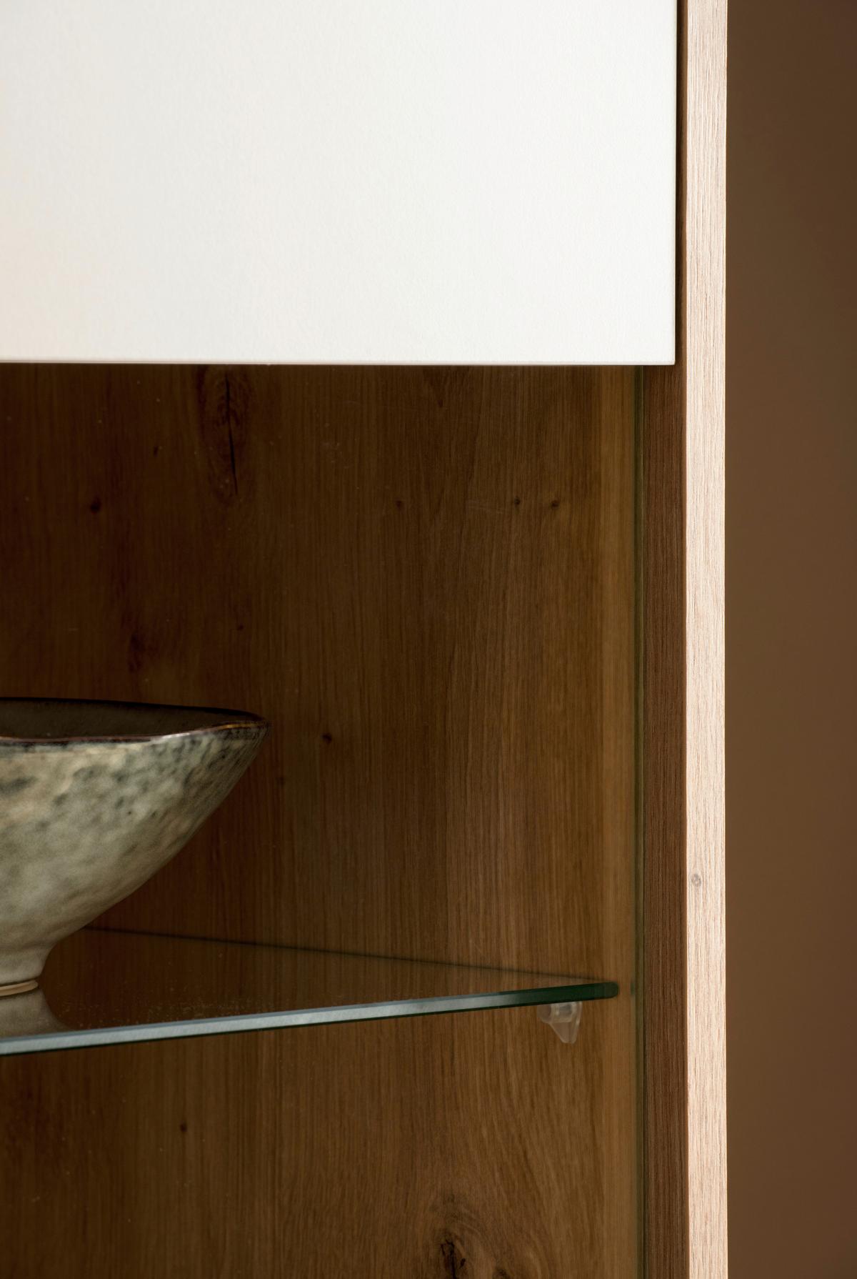 Vitrine Sonora Kaschmir/Eiche B: 75cm - Kaschmir/Eiche Artisan, Design, Glas/Holzwerkstoff (75/205/40cm) - MID.YOU