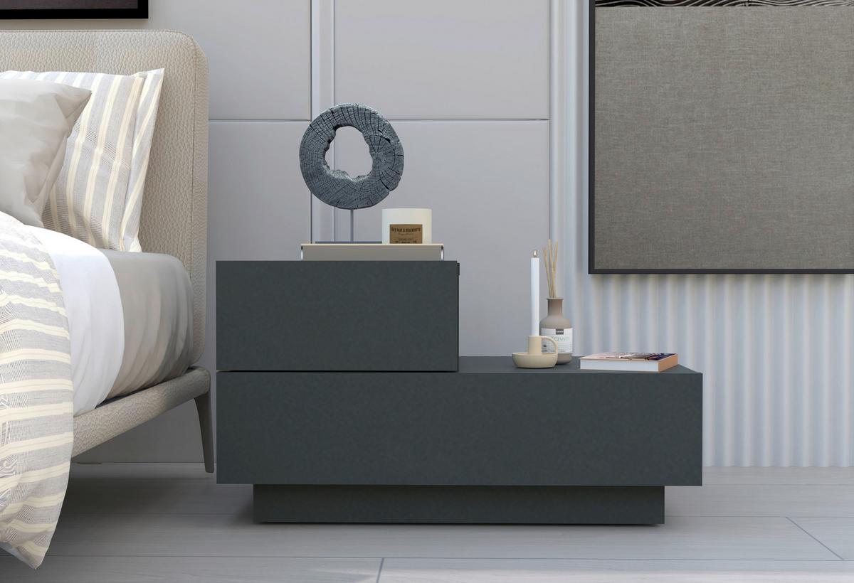 Nachttisch Kayra Anthrazit B: 70cm - Anthrazit, Design, Holzwerkstoff (70/39/30cm) - Livetastic