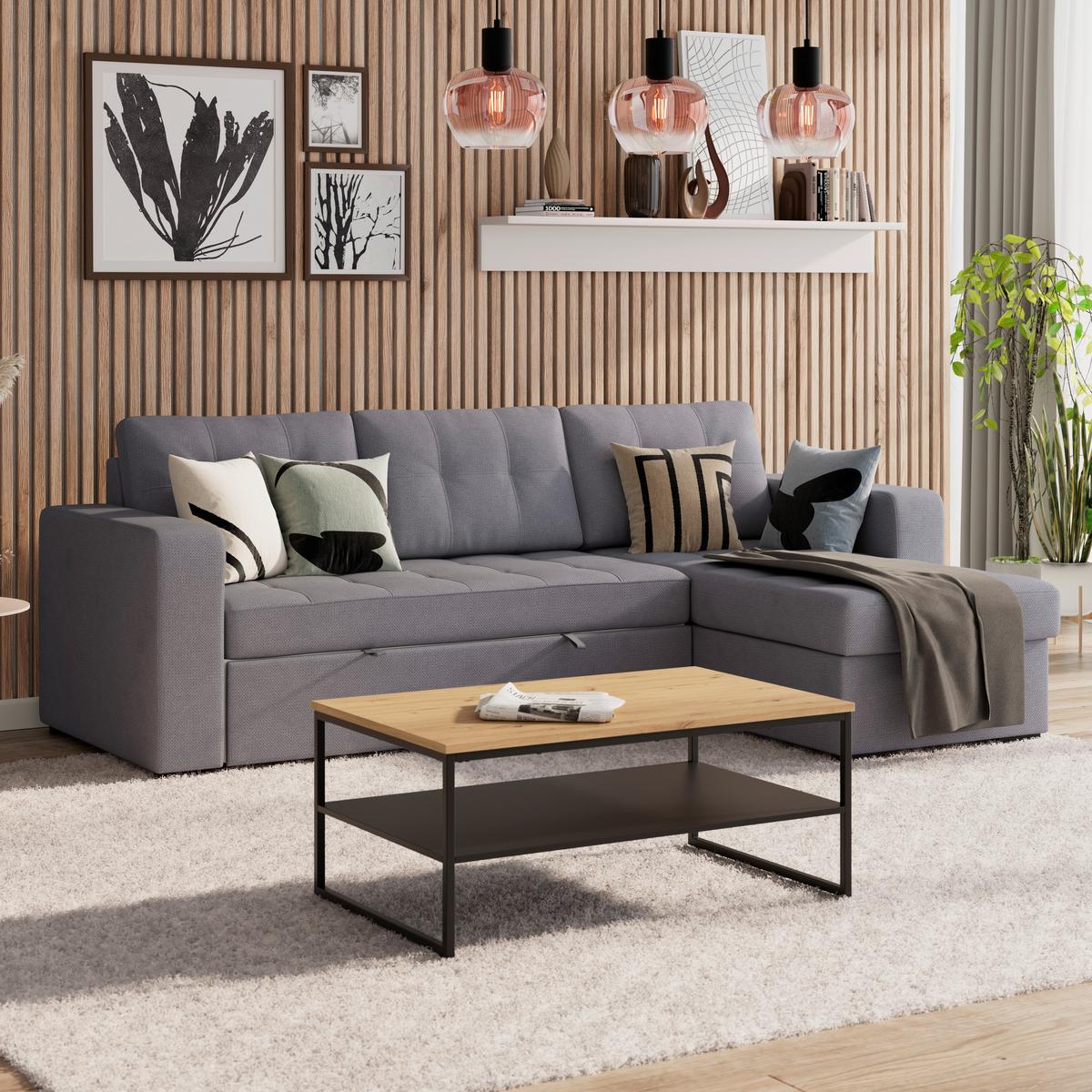 Ecksofa Turin Dunkelgrau, 239x160cm - Dunkelgrau, Trend, Holz/Textil (239/160cm)