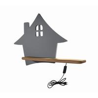 Kinderwandleuchte 21-85191 House - Grau, KONVENTIONELL, Holz/Holzwerkstoff (35/12/26cm)