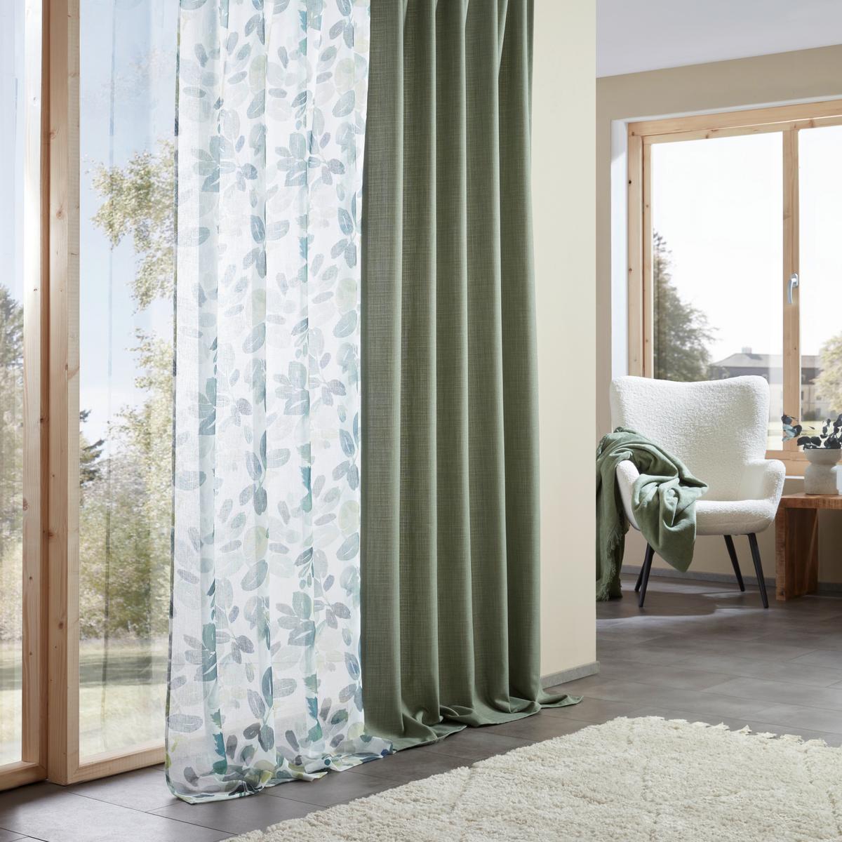 HOTOVÝ ZÁVES Leo, 135/255cm, zelená - olivovozelená, textil (135/255cm) - Premium Living
