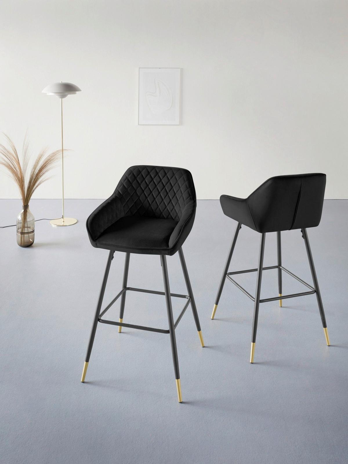 Barhocker Bianca, Schwarz B: 50 Cm - Gelb/Schwarz, Design, Textil/Metall (50/101/52cm) - MID.YOU