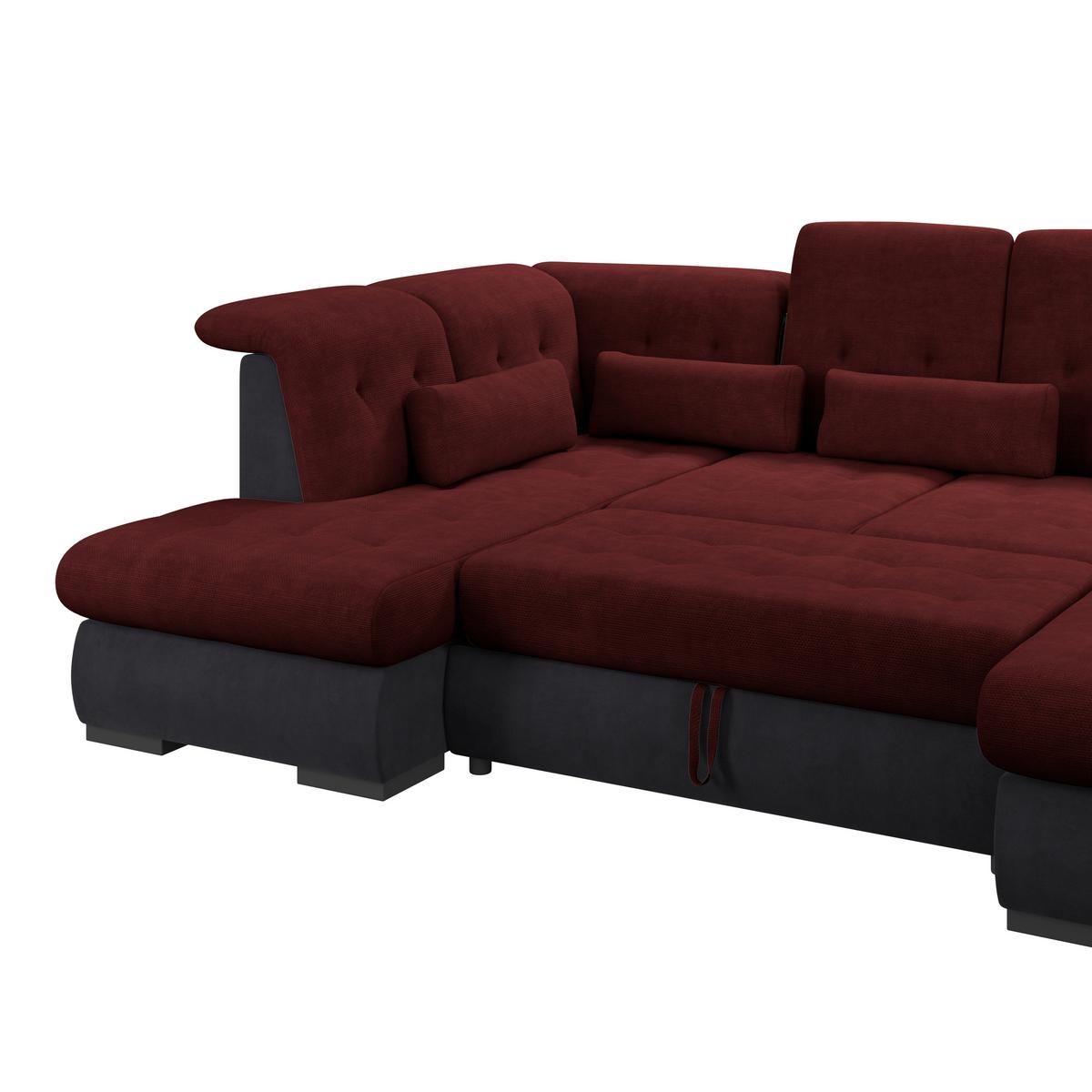 Wohnlandschaft Madera Rubinrot, S: 212x358 cm - Anthrazit/Rot, KONVENTIONELL, Kunststoff/Textil (212/358/190cm)