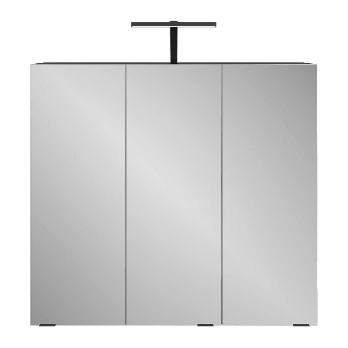 Spiegelschrank Cotia Cotll 3 3-Türig BHT: 77x73x20,4 cm - Anthrazit, MODERN, Glas/Holzwerkstoff (77/73/20,4cm) - James Wood
