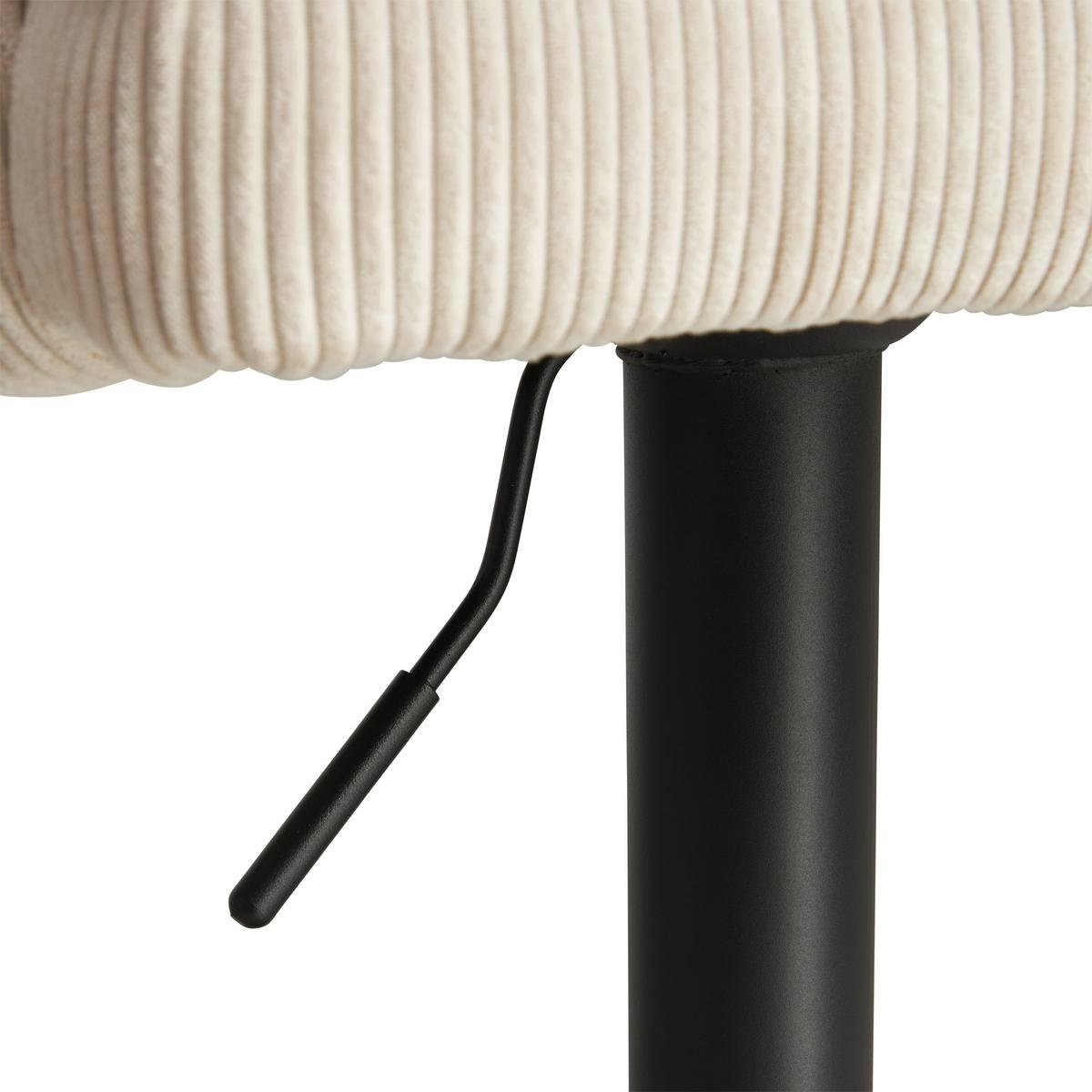 Barhocker Kai Beige Höhenverstellbar Mit Lehne - Beige/Schwarz, KONVENTIONELL, Textil/Metall (57/100-121/57cm) - MID.YOU