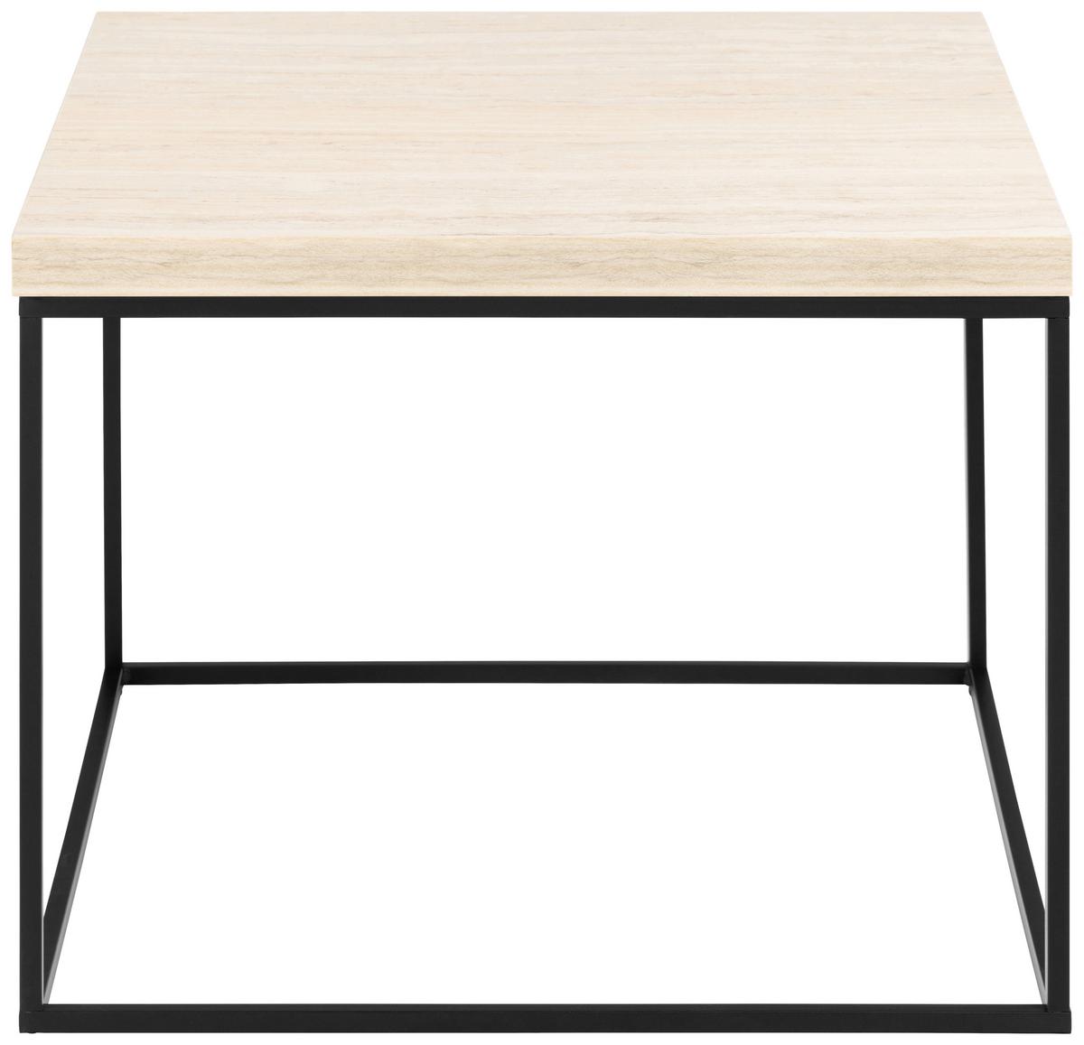 Konferenční stolek béžová, travertín - černá/béžová, Design, kov/kompozitní dřevo (60/60/45cm) - Livetastic