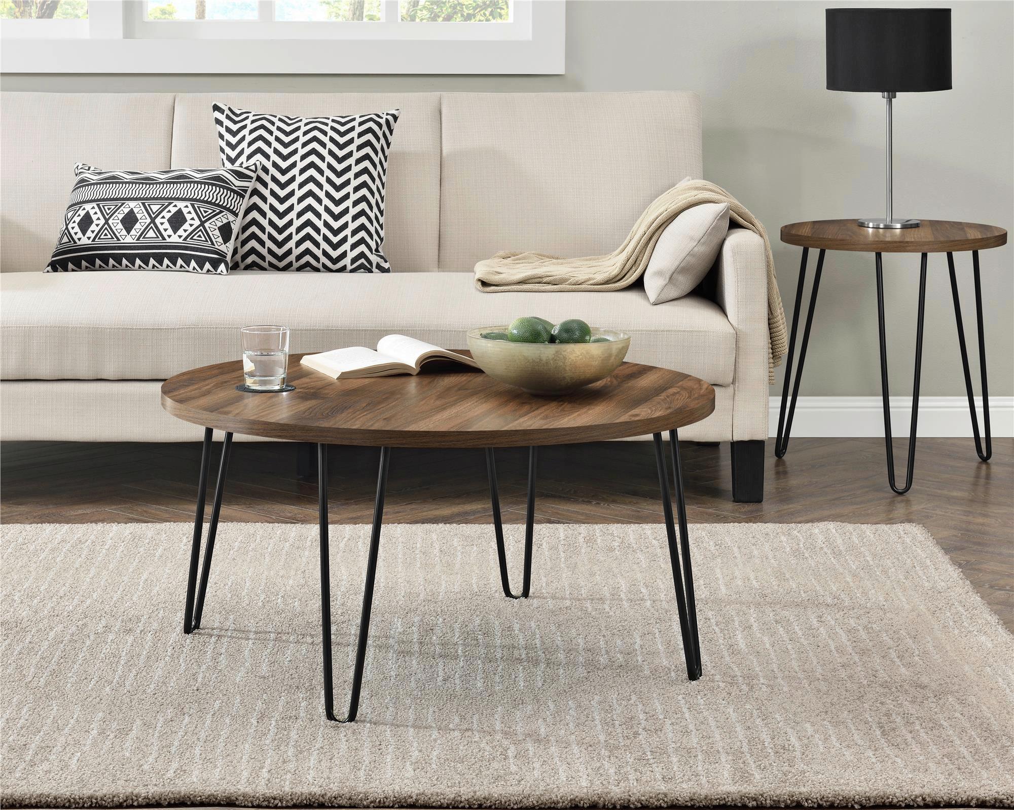 Beistelltisch Owen Walnussfarben 45 Cm - Walnussfarben/Schwarz, Design, Holzwerkstoff/Metall (90/45/90cm) - MID.YOU