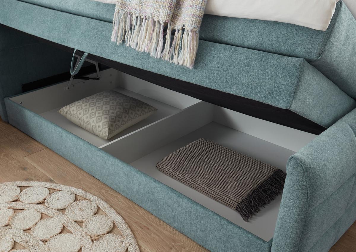 Boxspring postel  KUBA 100x200 cm modrá - modrá, Basics, kompozitní dřevo/textil (100/200cm) - MID.YOU