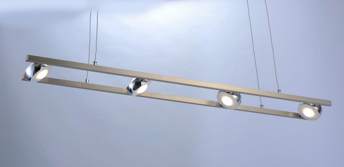 LED-Hängeleuchte Lolasmar H: 130 cm 8-Flammig dimmbar - Chromfarben/Nickelfarben, Design, Kunststoff/Metall (98/16,5/130cm)