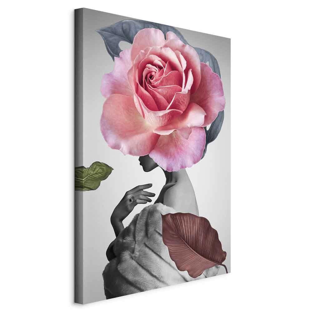 Leinwandbild Rose Braun Pink B: 80 cm - Pink/Braun, Basics, Holz/Textil (80/120/1.2cm) - artgeist