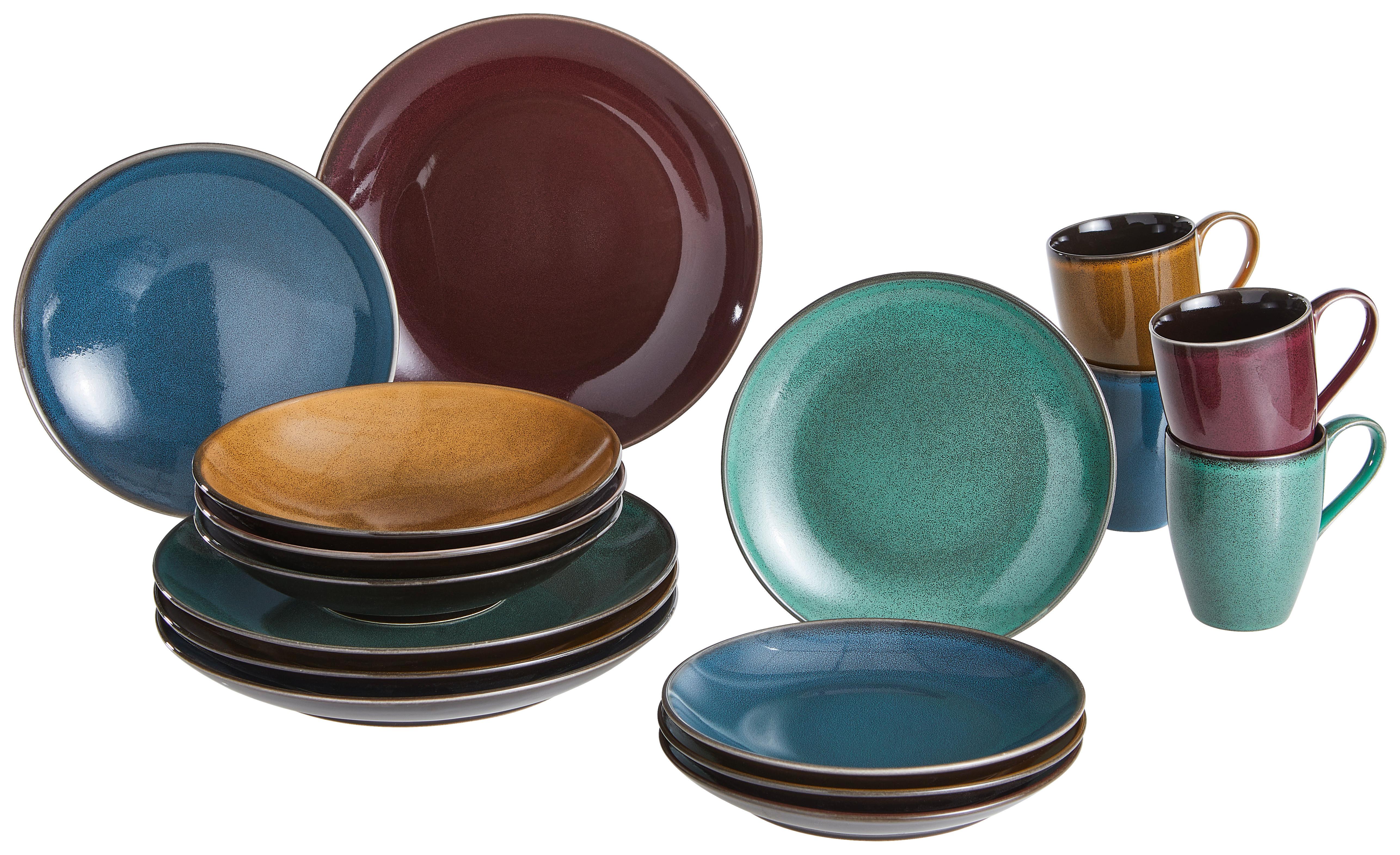 Kombiservice Keramik 4 Personen Geschirr Set - Multicolor, MODERN, Keramik - Creatable