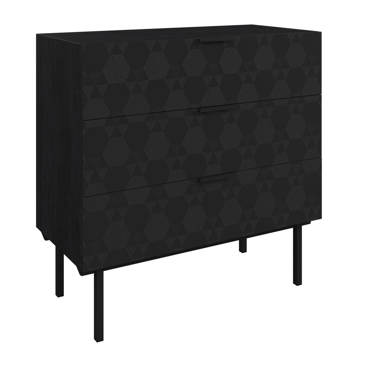 Komoda ROMA - černá, Moderní, kov/dřevo (85/80/40cm) - Bessagi Home