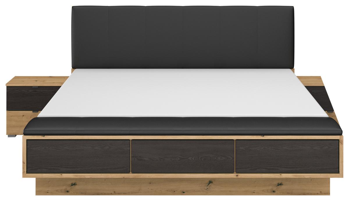 Bettanlage Apollon Eiche Artisan/Schwarz B: 180cm - Schwarz/Eiche Artisan, MODERN, Holzwerkstoff/Textil (180/200cm) - Rauch Möbel