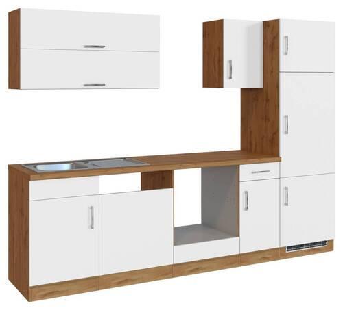 Küchenzeile Sorrento ohne Geräte B: 270 cm Weiß - Eichefarben/Weiß, MODERN, Holzwerkstoff (270/200/60cm) - Held