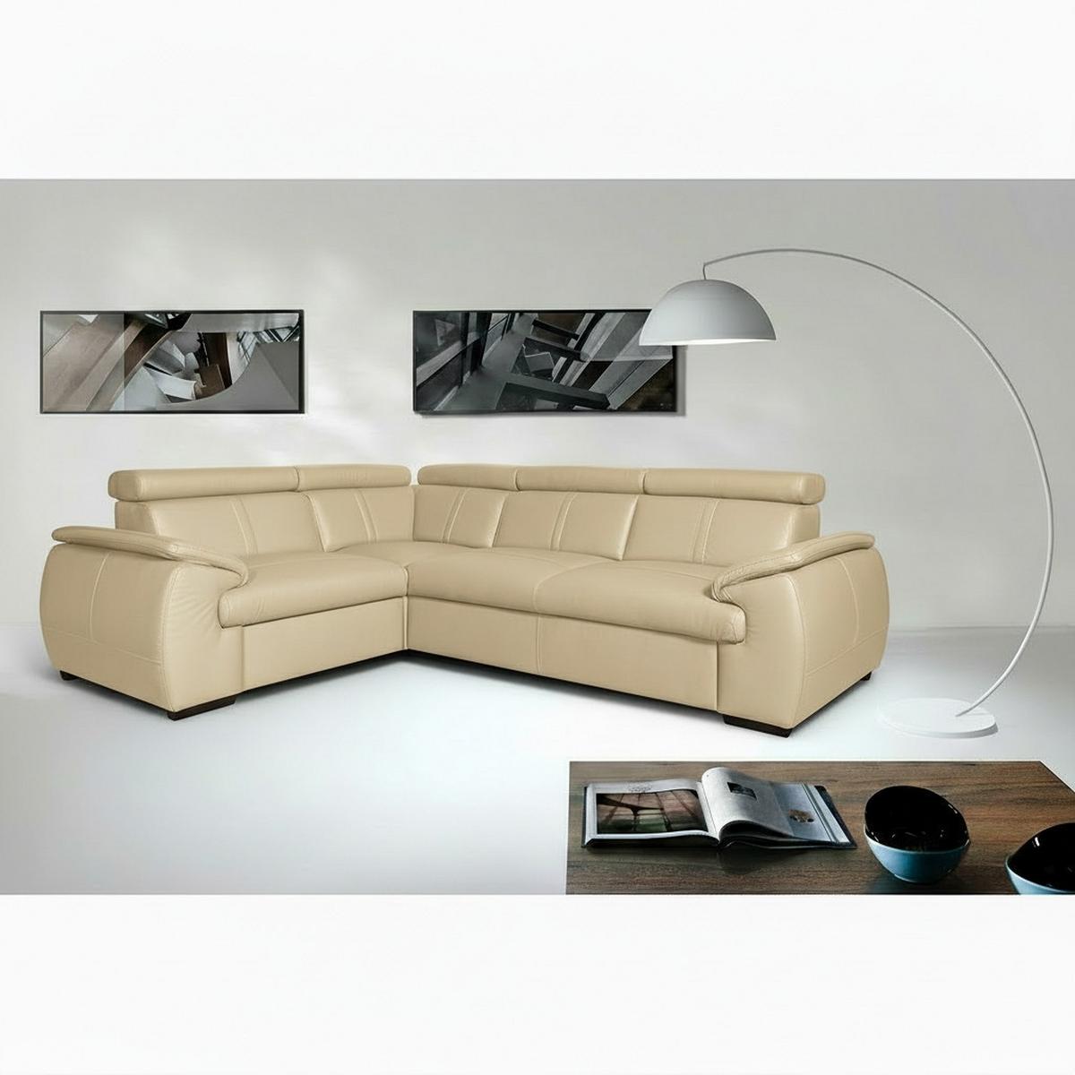 Ecksofa City Beige B: 193x265 Cm - Wengefarben/Beige, Design, Leder (193/265cm) - Livetastic