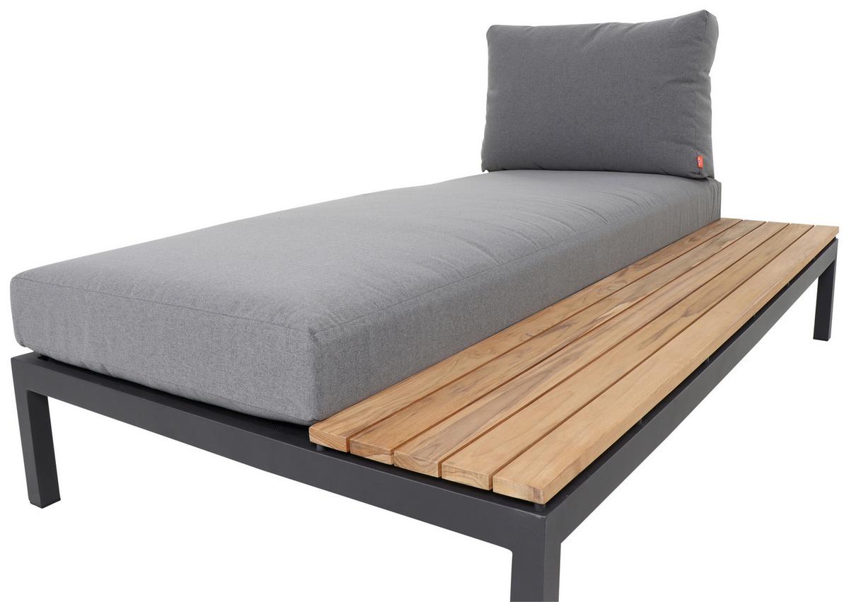 Loungegarnitur 7-Tlg. Teakholz/Metall mit Kissen - Anthrazit/Grau, KONVENTIONELL, Holz/Kunststoff - Siena Garden