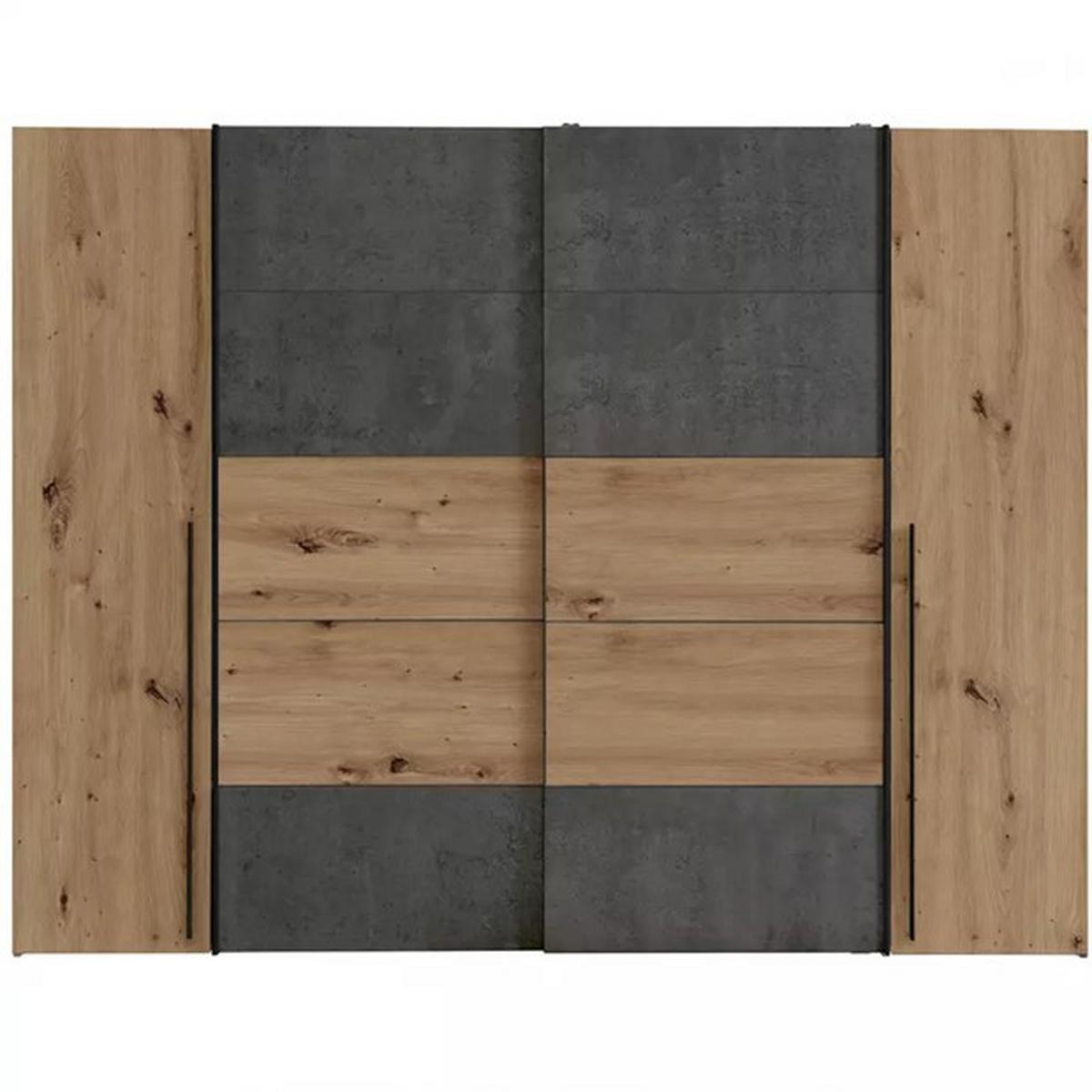 Drehtürenschrank 270cm Narago, Eichefarben/Dunkelgrau - Eichefarben/Dunkelgrau, MODERN, Holzwerkstoff/Kunststoff (270/210/61cm) - MID.YOU