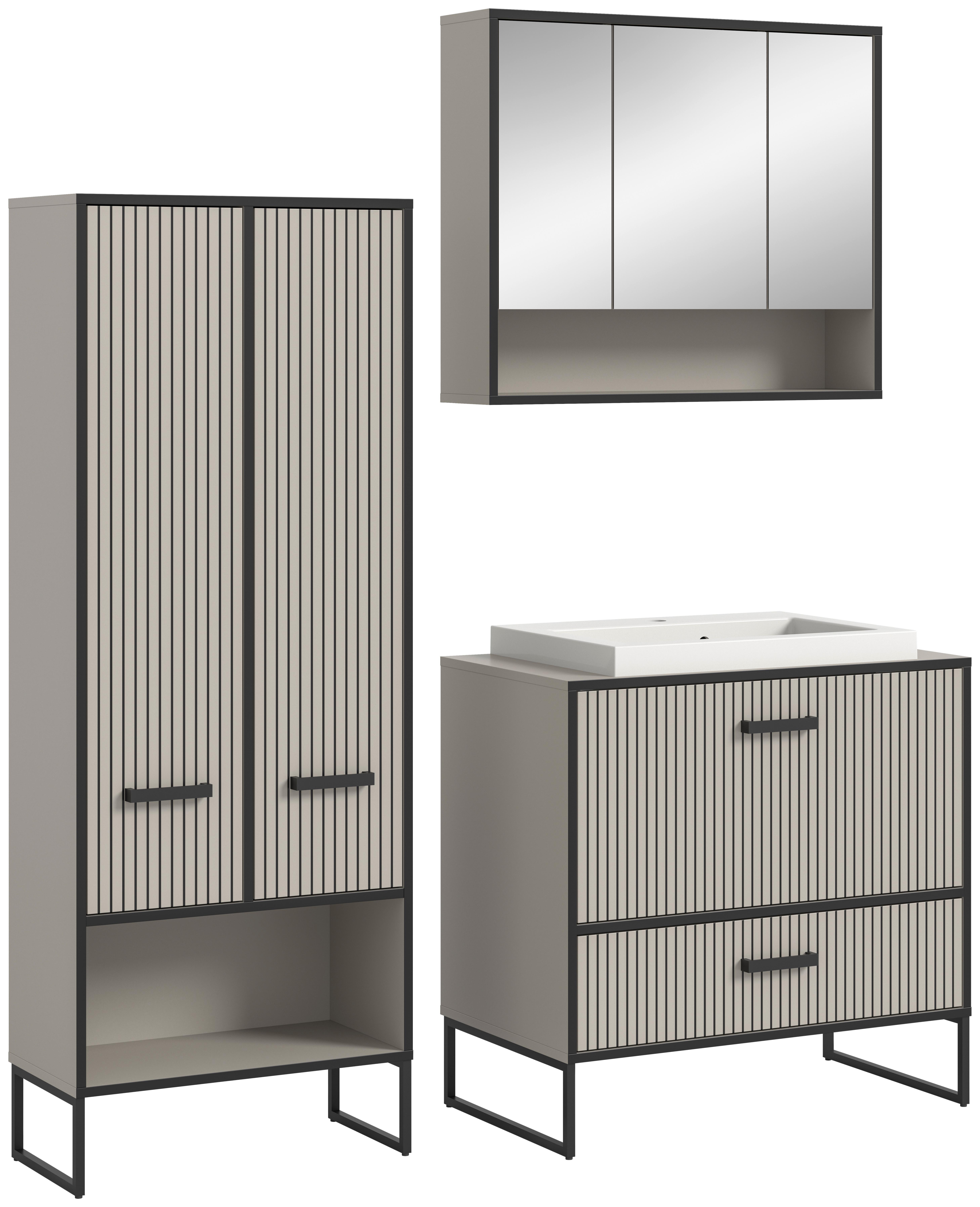 Badezimmer Bagno Schwarz/kaschmir B:142cm - Kaschmir/Schwarz, MODERN, Holzwerkstoff (142cm) - MID.YOU