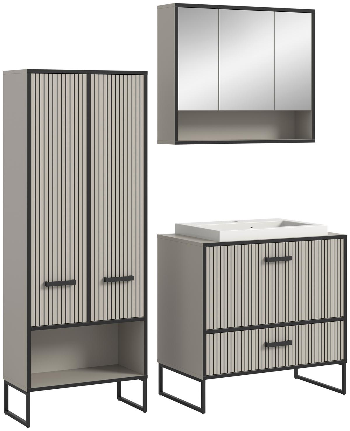 Badezimmer Bagno Schwarz/kaschmir B:142cm - Kaschmir/Schwarz, MODERN, Holzwerkstoff (142cm) - MID.YOU