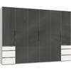 Drehtürenschrank 300cm Level, Grau/weiß - Weiß/Grau, MODERN, Glas/Holzwerkstoff (300/216/58cm) - MID.YOU