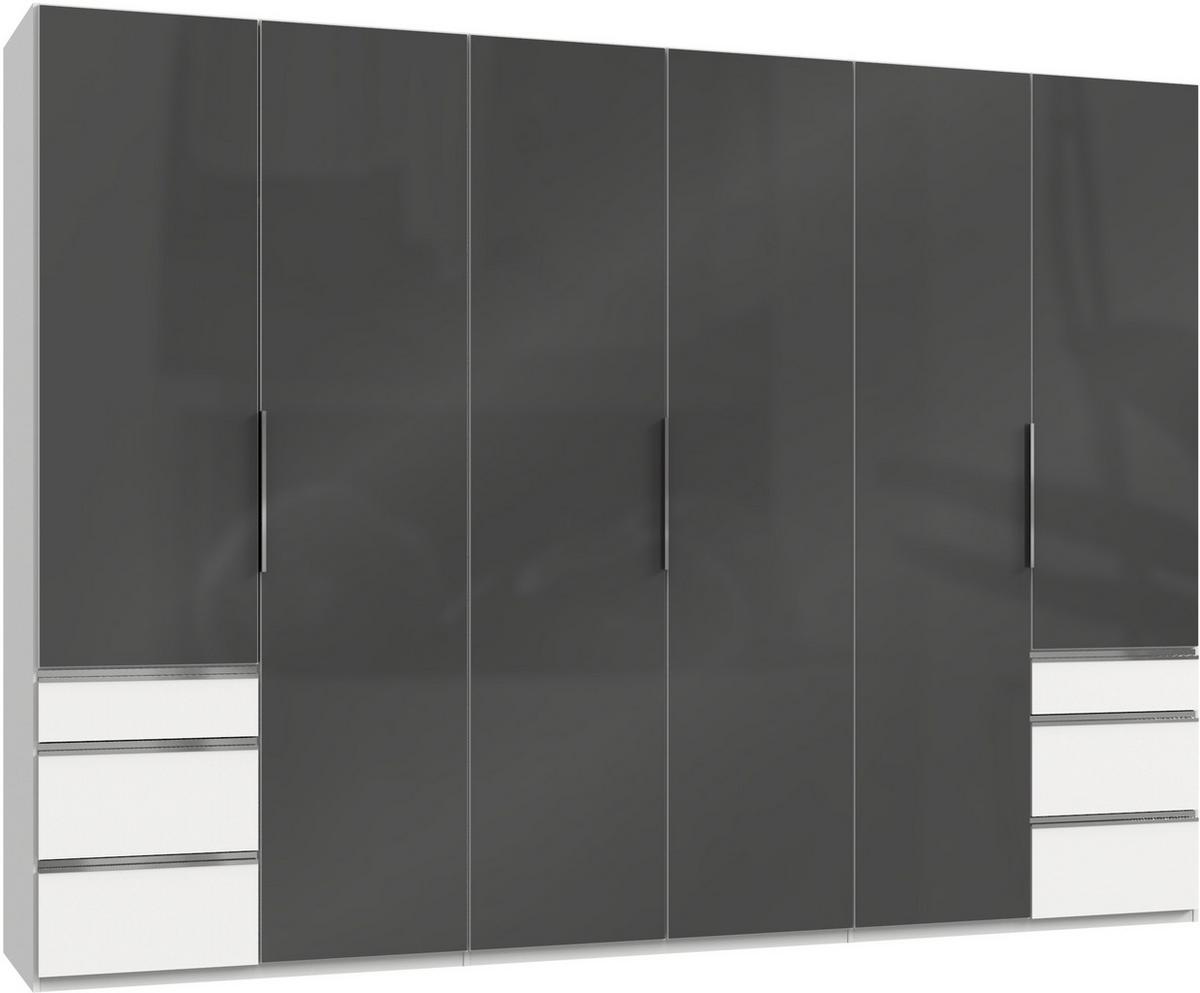 Drehtürenschrank 300cm Level, Grau/weiß - Weiß/Grau, MODERN, Glas/Holzwerkstoff (300/216/58cm) - MID.YOU
