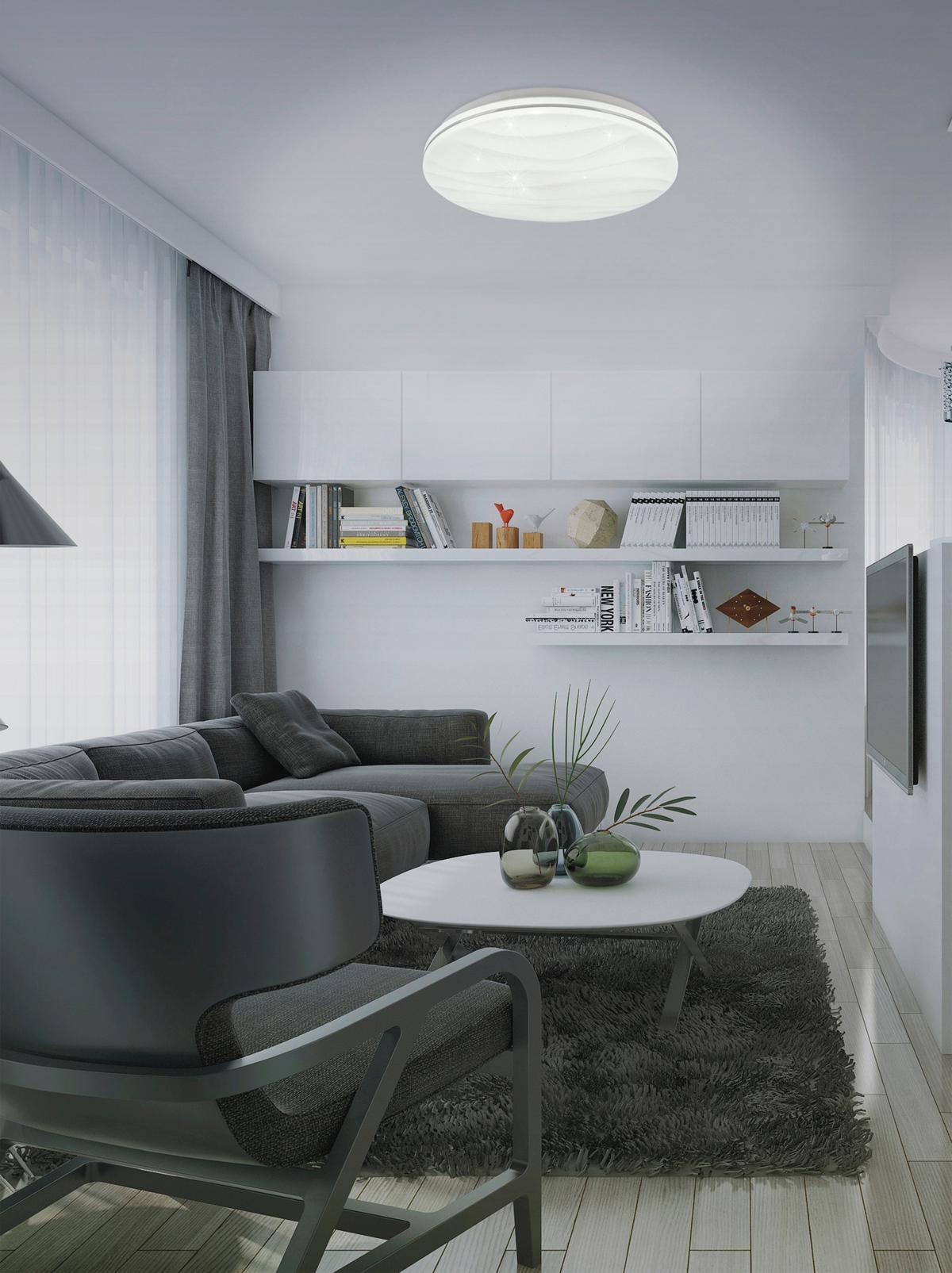 Led-deckenleuchte Ø 38 Cm Mit Farbtemperaturwechsler - Weiß, Basics, Kunststoff/Metall (38/6cm) - Näve